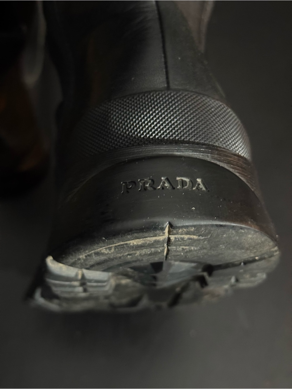 Prada Men’s Size 9 Black Leather Boots, Chelsea, Chunky Lug Sole - Picture 8 of 13